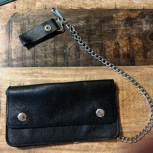 Biker Style Leather Wallet With Chain